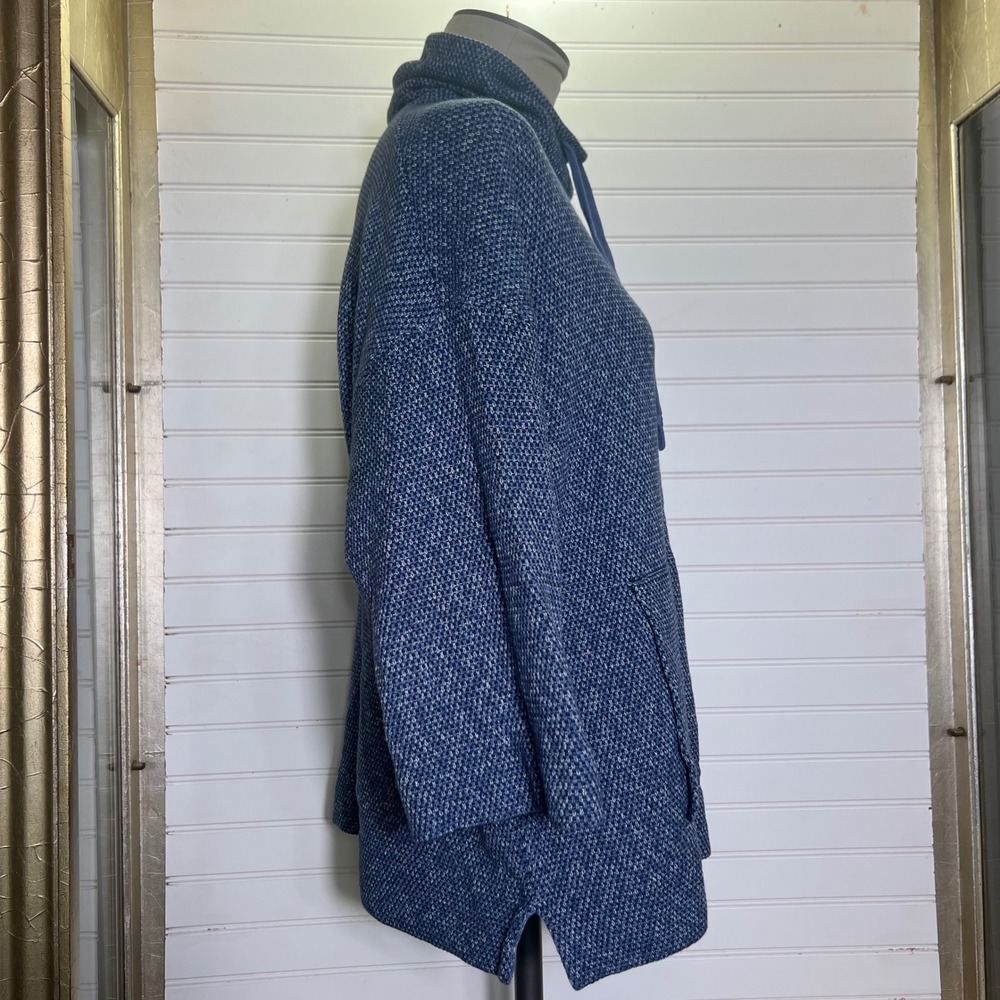 Pure Jill Womens Petite Small Blue Knit Cowl Neck Tunic Top with Drawstring - Picture 2 of 9